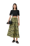 Ganni Short Sleeve Black Cotton Poplin O-neck Cropped Smock Top In Black