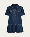 Ganni Crinkled Future Denim Mini Dress In Blue