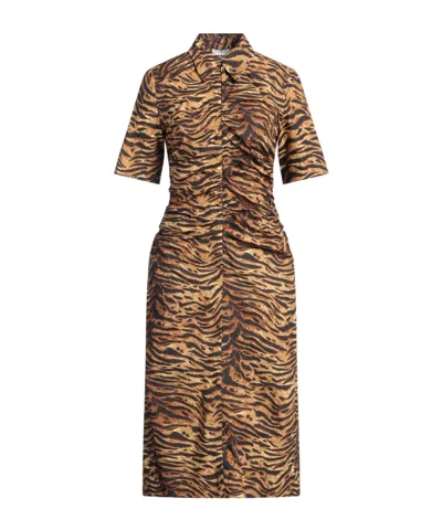 Ganni Short Sleeve Dress In Multi