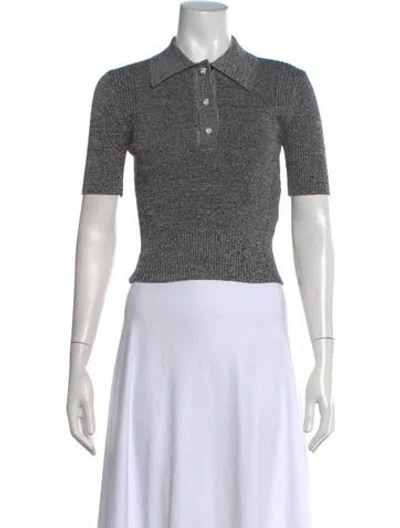 Pre-owned Ganni Short Sleeve Polo In Blue