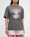 Ganni Grey Future Relaxed Lamb T-shirt In Volcanic Ash