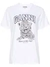 Ganni Basic Jersey Leopard Relaxed T-shirt Leopard In White