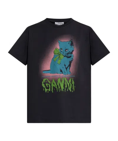 Ganni Short Sleeve T-shirt In Black