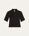 Ganni Short-sleeved Twill Blouse For In Black