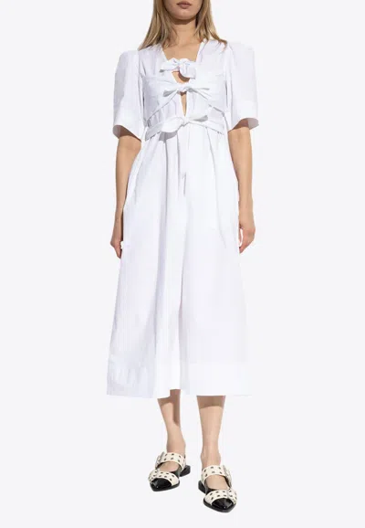 Ganni Short-sleeved Midi Dress In White