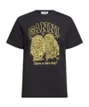 Ganni Basic Jersey Owls Relaxed T-shirt T-shirts Black