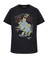 Ganni Graphic Print Crew Neck Short Sleeve Top In Black