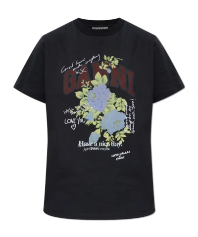 Ganni Short-sleeved T-shirt In Black