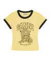 Ganni Short-sleeved T-shirt In Yellow