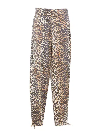 Ganni Leopard Print Pants In Animal Print