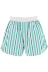 Ganni Stripe Elastic Waist Organic Cotton Shorts