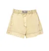 Ganni Elastic Waistband Textured Fabric Shorts In Green