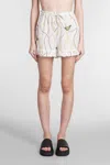 Ganni Shorts In White Cotton