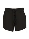 Ganni Crinkled Drawstring-detail Shorts In Black