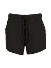 Ganni Shorts With Ruffled Elastic In Black