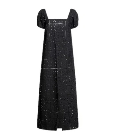 Ganni Short-sleeved Dress In Black