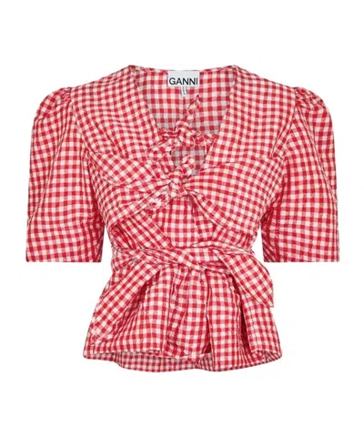 Ganni Short-sleeved Shirt In Pink
