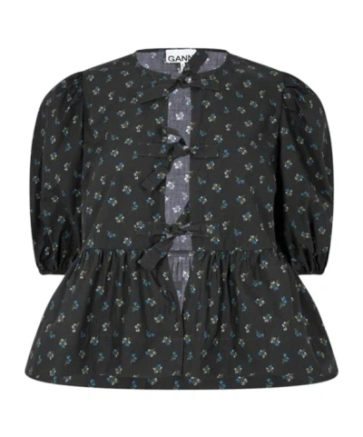 Ganni Short-sleeved Shirt In Purple