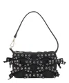 Ganni 'butterfly' Black Small Shoulder Bag With Eyel Detail And Bow Detail In Black