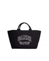 Ganni Women Xxl Canvas Tote Bag In Black