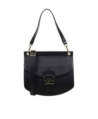 Ganni Shoulder Bag With Logo In Black