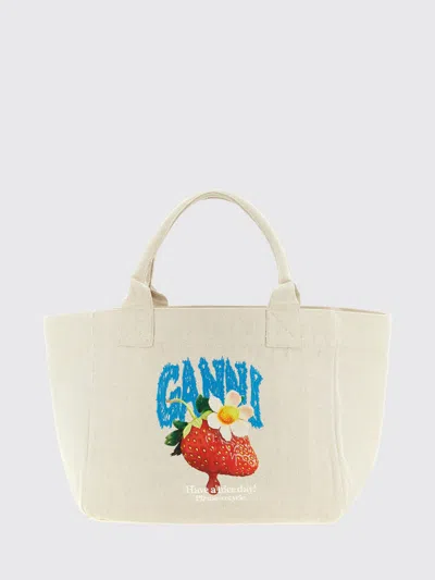 Ganni Shoulder Bag Woman Color Beige In Neutral