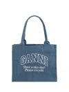 Ganni Tote Bag In Blue