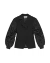Ganni Tailored Black Jacket With Voluminous Sleeves In Black
