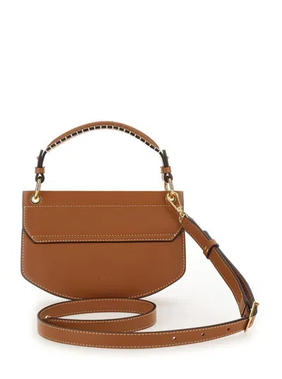 Ganni 'apo-g' Brown Crossbody Bag With Logo Plaque On The Front And Adjustable Shoulder Strap