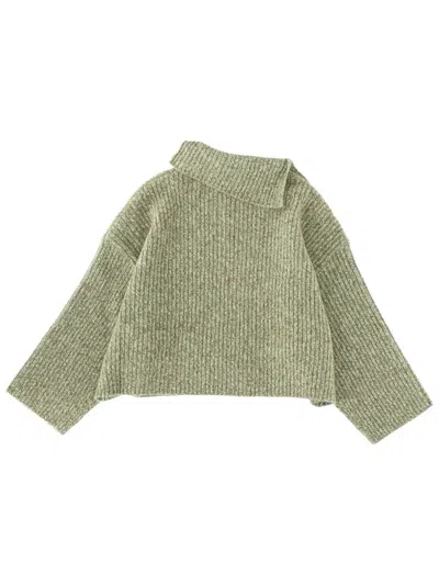 Ganni Side Button Closure Sweater In Green