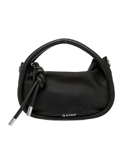 Pre-owned Ganni Signature Shoulder Bag In Black