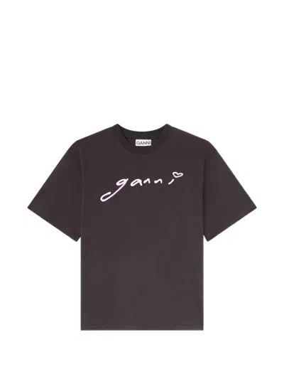Ganni Signature T-shirt In Gray