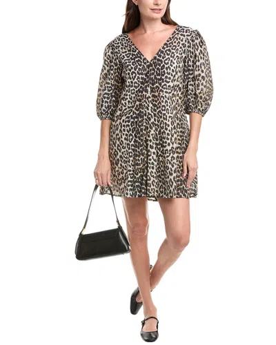 Ganni Silk-blend Mini Dress In Brown