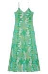 Ganni Stretch Satin Maxi Slip Dress In Lily Green