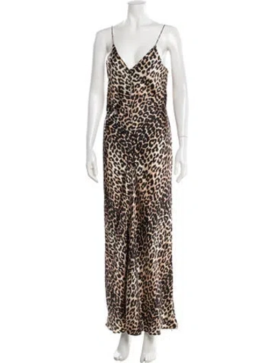 Pre-owned Ganni Silk Long Dress In Black