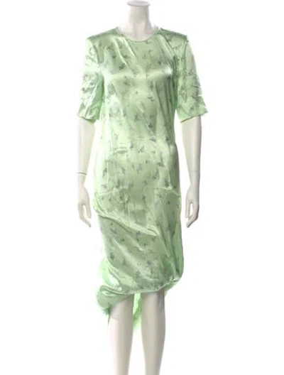 Pre-owned Ganni Silk Long Dress In Green