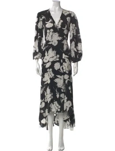 Pre-owned Ganni Silk Long Dress In Multi