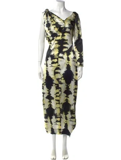 Pre-owned Ganni Silk Long Dress In Neutral
