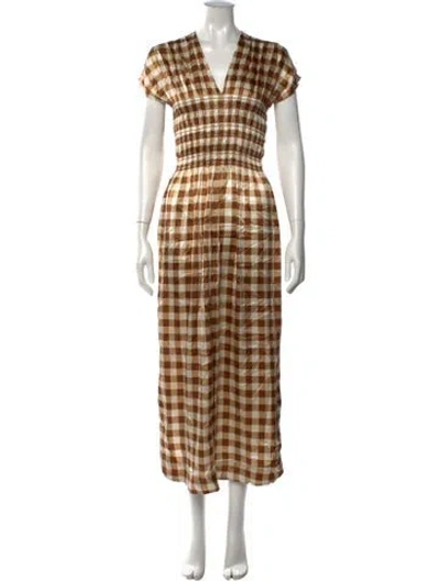 Pre-owned Ganni Silk Long Dress W/ Tags In Neutrals