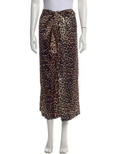 Pre-owned Ganni Silk Long Skirt In Black