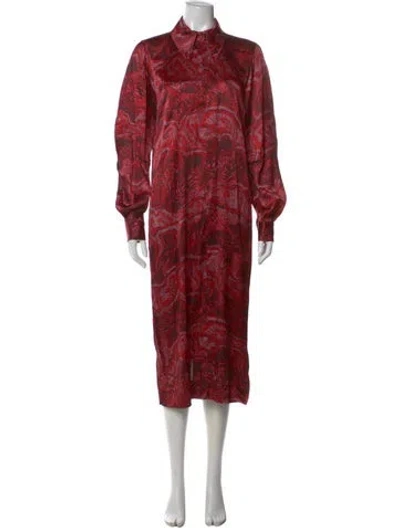 Pre-owned Ganni Silk Midi Length Dress In Black