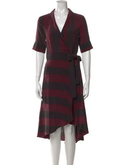 Pre-owned Ganni Silk Midi Length Dress In Burgundy