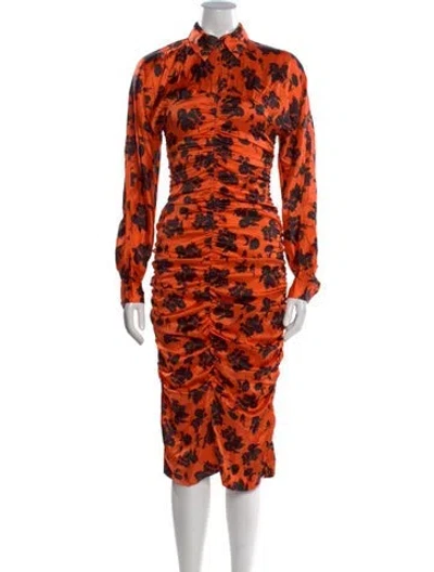 Pre-owned Ganni Silk Midi Length Dress In Multi