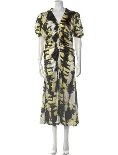 Pre-owned Ganni Silk Midi Length Dress In Multi