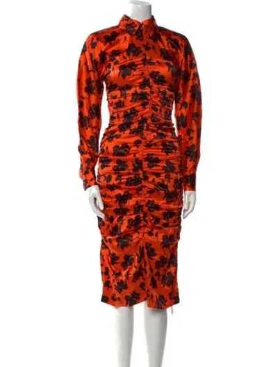 Pre-owned Ganni Silk Midi Length Dress In Orange