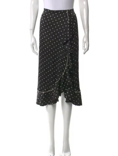 Pre-owned Ganni Silk Midi Length Skirt In Black