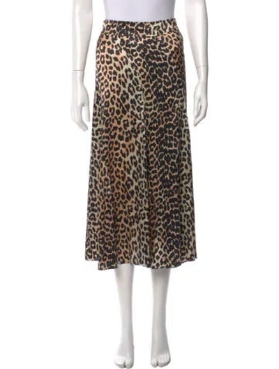 Pre-owned Ganni Silk Midi Length Skirt In Neutral