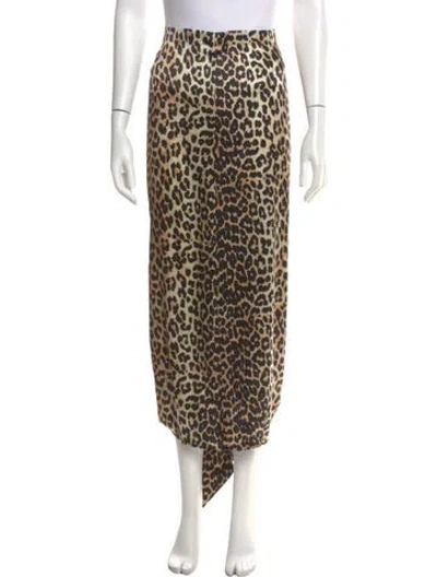 Pre-owned Ganni Silk Midi Length Skirt In Neutral