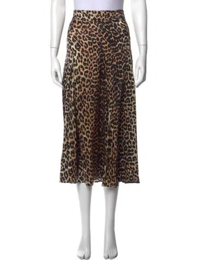 Pre-owned Ganni Silk Midi Length Skirt In Neutral