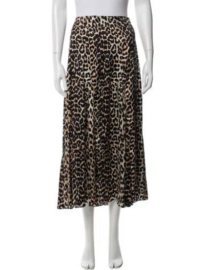Pre-owned Ganni Silk Midi Length Skirt In Neutral